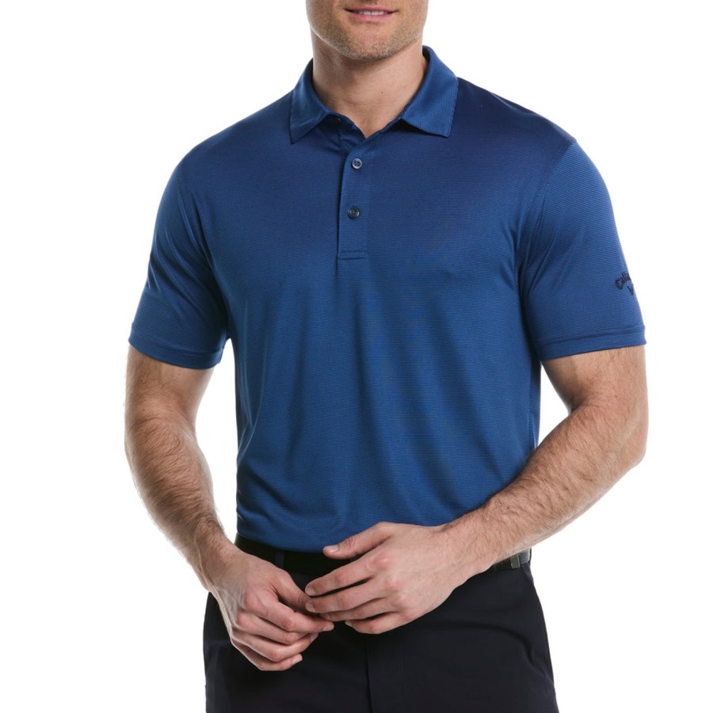 Callaway Mens Basics Short‎ Sleeve Fine Line Stripe Polo Shirt golf activewear